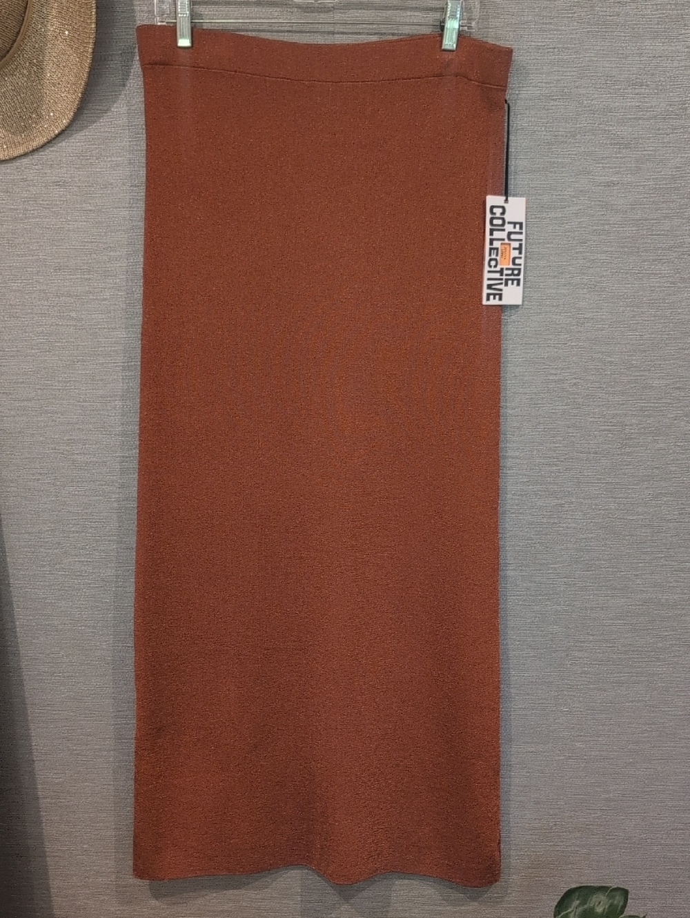 The Future Collective Metallic Rust Knit Maxi Skirt